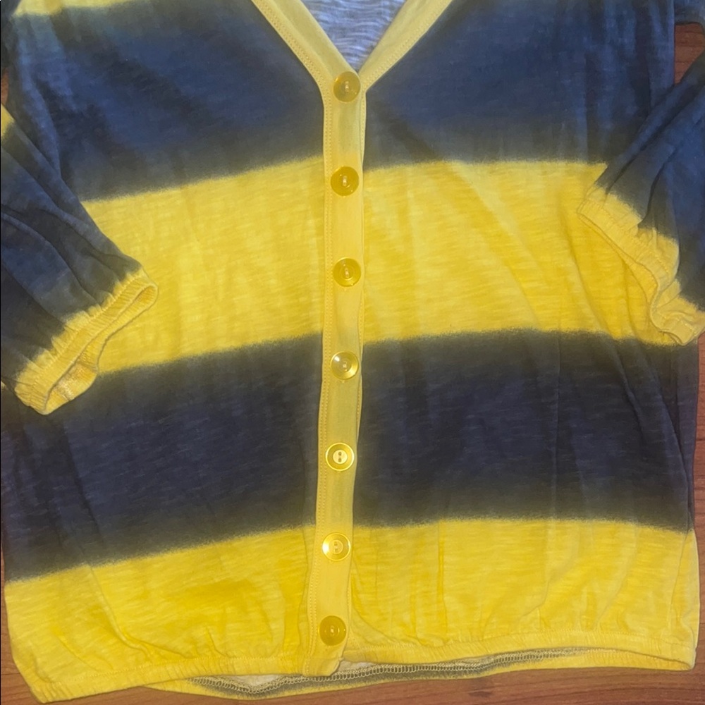 Striped Yellow and Gray Cardigan - Picture 3 of 3